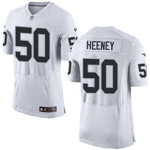 Men's Elite Ben Heeney Nike Jersey White Road - #50 NFL Oakland Raiders